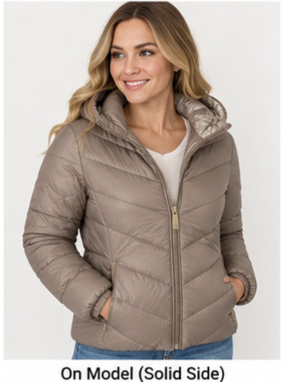Michael Kors Reversible Chevron Logo Puffer Jacket XL NWT Packable